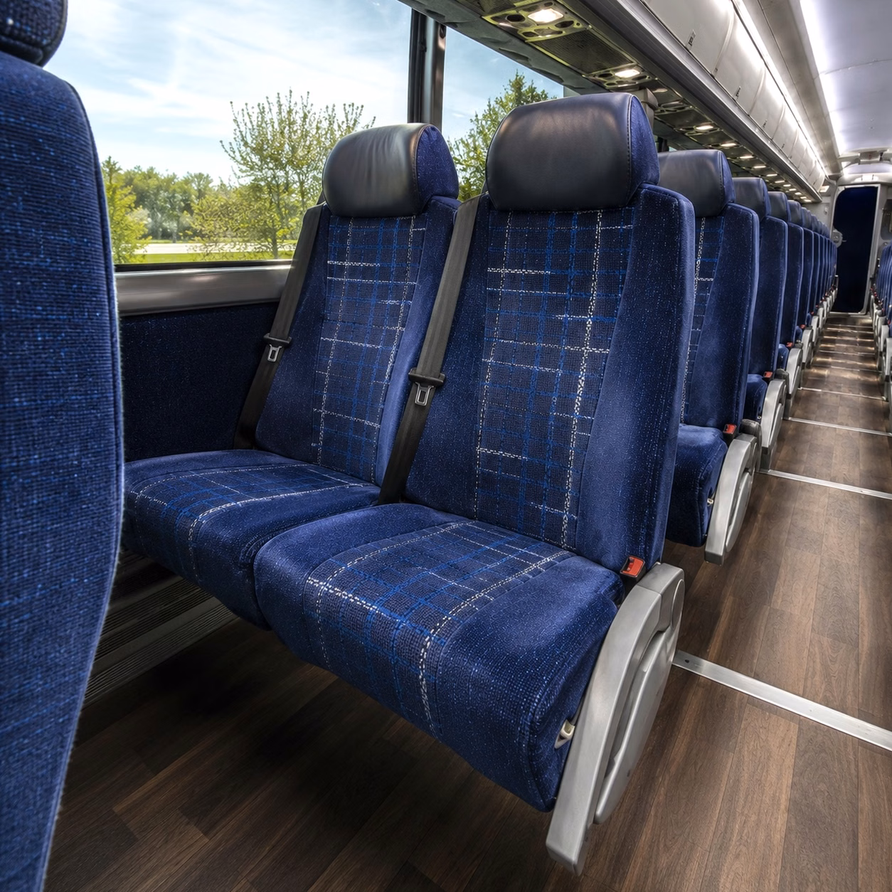 56 passenger charter bus inside